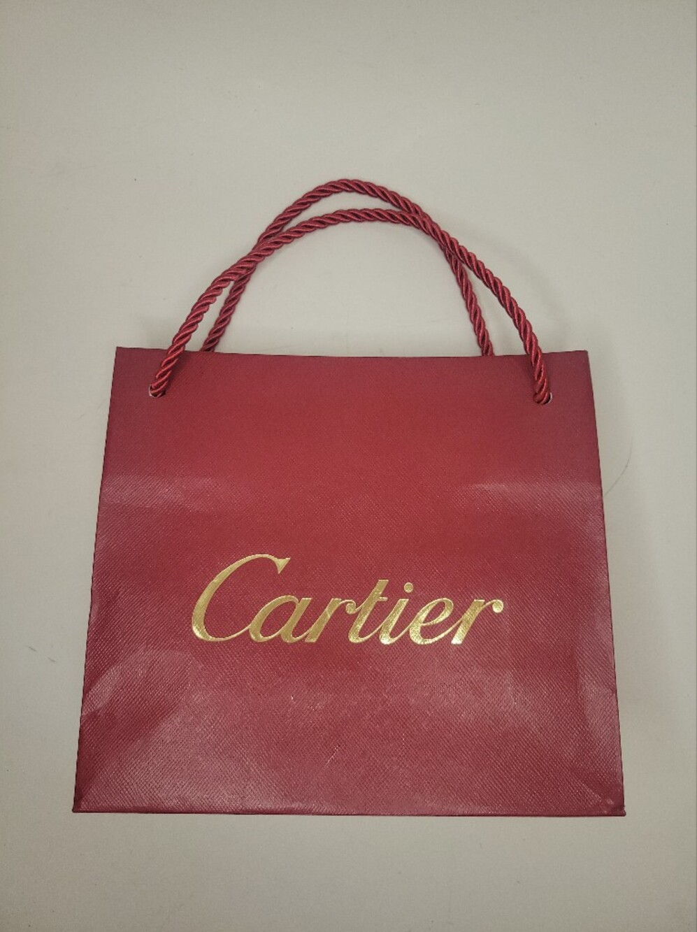 Cartier Red Gift Bag with Gold Script Logo